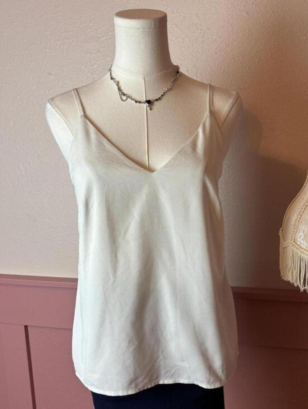 babydoll white tank top  a new day white sz xs double lined coquette summer
